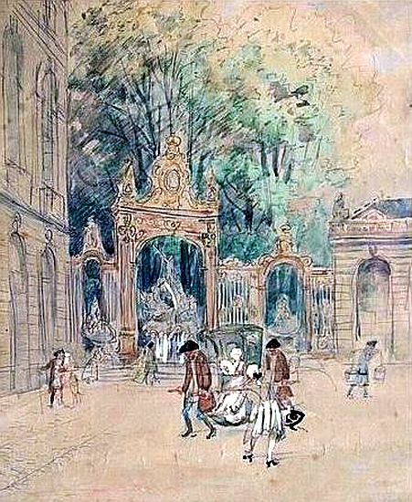 Chaise &agrave; porteur place Stanislas par L&eacute;on Voirin