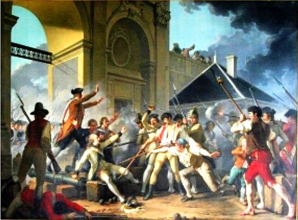 Le lieutenant Desilles devant la porte Desilles &agrave; Nancy 