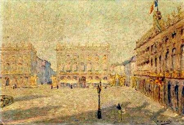  place Stanislas &agrave; Nancy et hotel de ville par Auguste Michel Colle