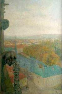 Nancy en automne vue de la cath&eacute;drale St-Epvre par Michel Auguste Colle