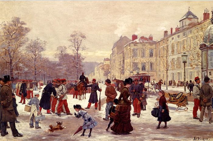 Passage du douzi&egrave;me r&eacute;giment de dragons &agrave; Nancy par Jules Voirin