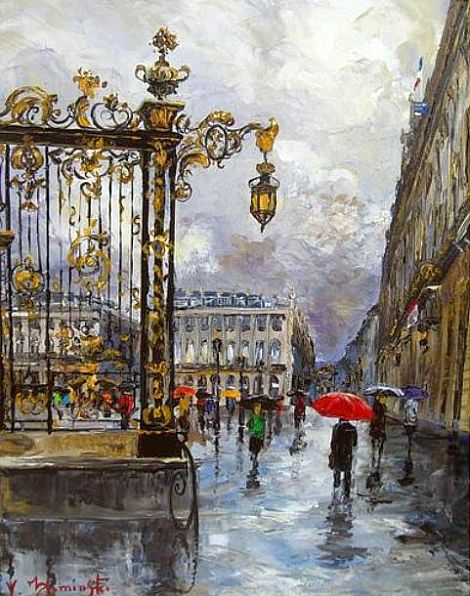 place Stanislas sous la pluie par V&eacute;ronique Ziminski