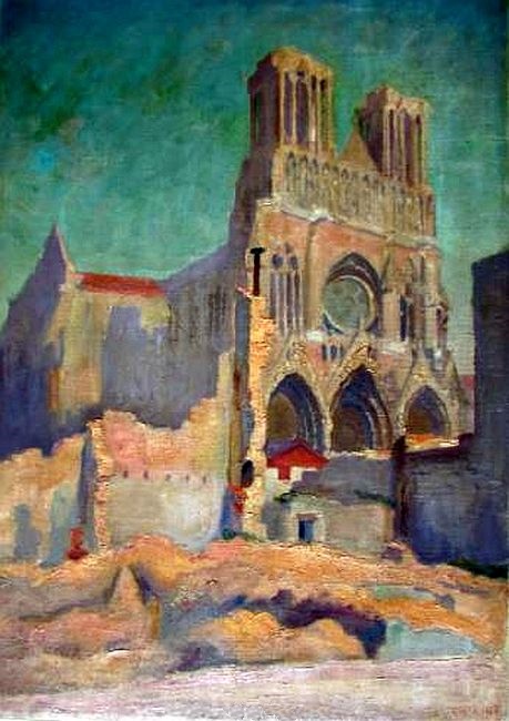 La cath&eacute;drale de Reims apr&egrave;s bombardement par George Petrus Wilhelmus Wildschut