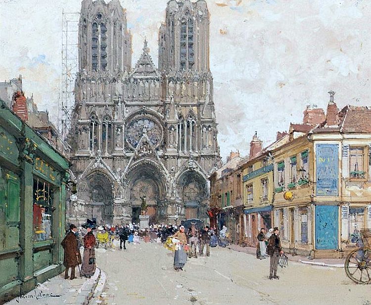 La cath&eacute;drale de Reims par Eug&egrave;ne Galien Laloue