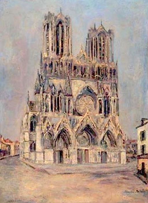 La cath&eacute;drale de Reims par Maurice Utrillo