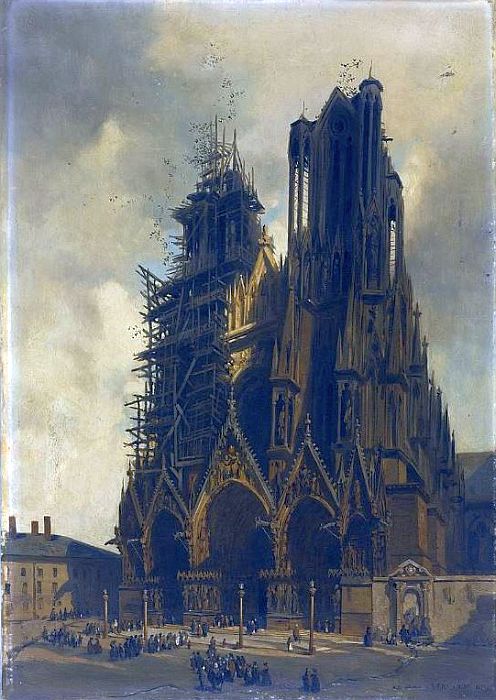 La cath&eacute;drale de Reims en restauration par Adrien Dauzats