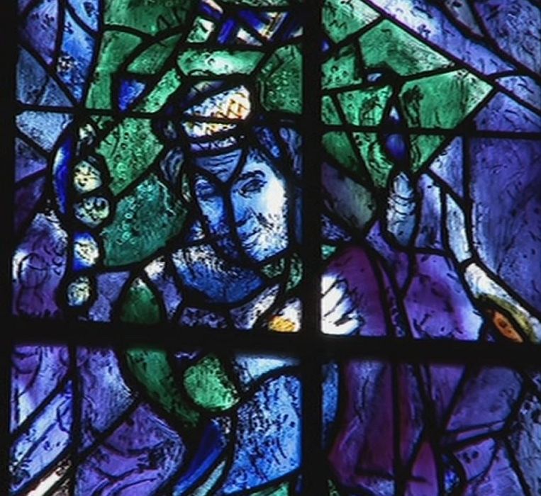 D&eacute;tail d'un vitrail de Chagall, cath&eacute;drale de Reims